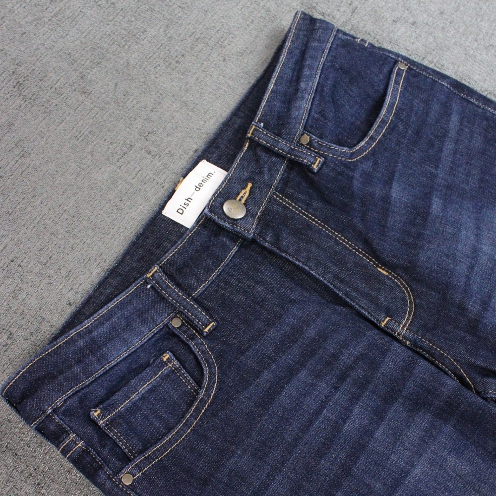 Dish Denim Womens Dark Wash Straight Leg Jeans W28 L32 Indigo Stretch